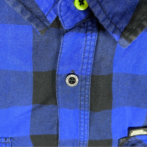 Vintage No Fear Embroidered Button Up Flannel Y2K - Picture 6 of 11